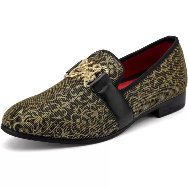 Meijiana Mens Fashion Classic Loafers Luxury Loafer Shoes and Weeding Dress Shoes for MenGold02
