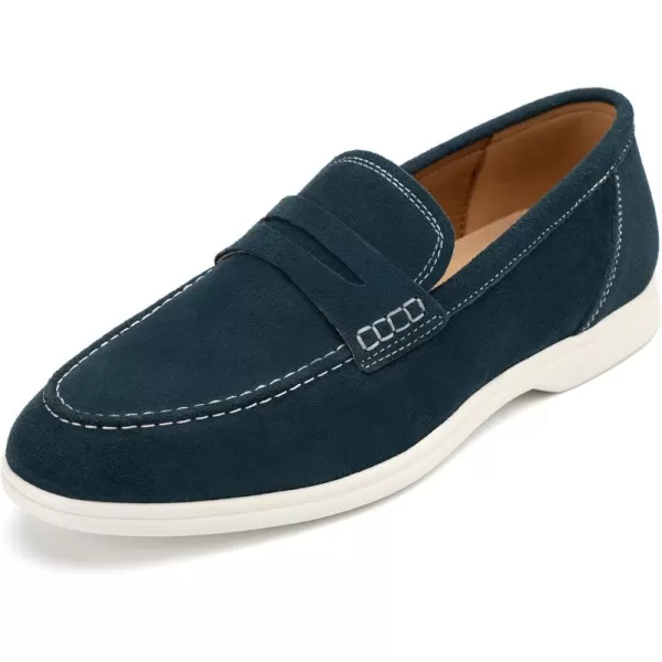 Meijiana Mens Genuine Leather Loafers SlipOn Moccasins Suede Dress Shoes Lightweight and Breathable with Rubber Sole Stylish Mens LoafersDarkblue