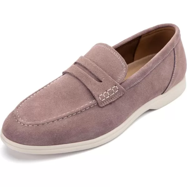 Meijiana Mens Genuine Leather Loafers SlipOn Moccasins Suede Dress Shoes Lightweight and Breathable with Rubber Sole Stylish Mens LoafersPink