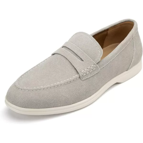 Meijiana Mens Genuine Leather Loafers SlipOn Moccasins Suede Dress Shoes Lightweight and Breathable with Rubber Sole Stylish Mens LoafersWhite