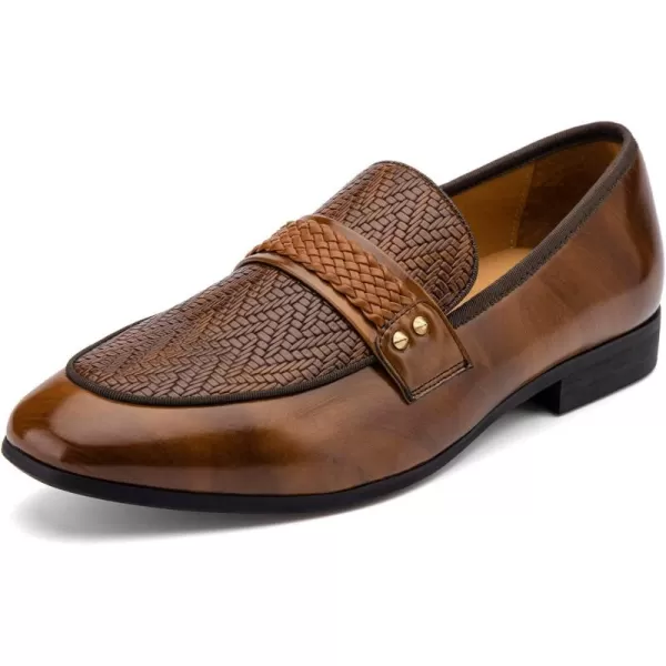 Meijiana Mens Loafers Lightweight SlipOn Moccasins Stylish Dress Shoes Breathable Tassels LoafersBrown19
