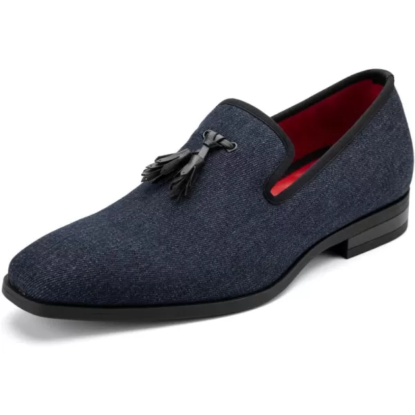 Meijiana Mens Loafers Lightweight SlipOn Moccasins Stylish Dress Shoes Breathable Tassels LoafersDenim Blue28
