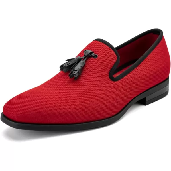 Meijiana Mens Loafers Lightweight SlipOn Moccasins Stylish Dress Shoes Breathable Tassels LoafersRed26