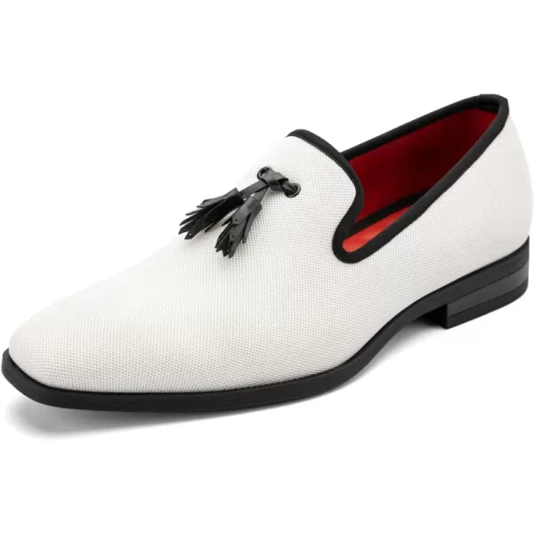 Meijiana Mens Loafers Lightweight SlipOn Moccasins Stylish Dress Shoes Breathable Tassels LoafersWhite21