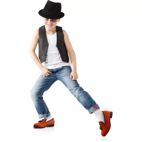 Meijiana Boys SlipOn Dress Loafers  Formal Tuxedo ShoesOrange05
