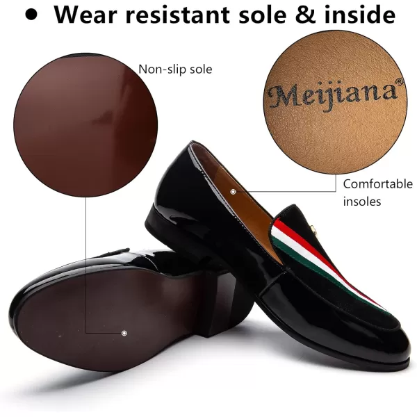 Meijiana Men Faux Leather Noble Loafer Shoes Slipon Loafer Smoking Slipper Tassel LoaferBlack06