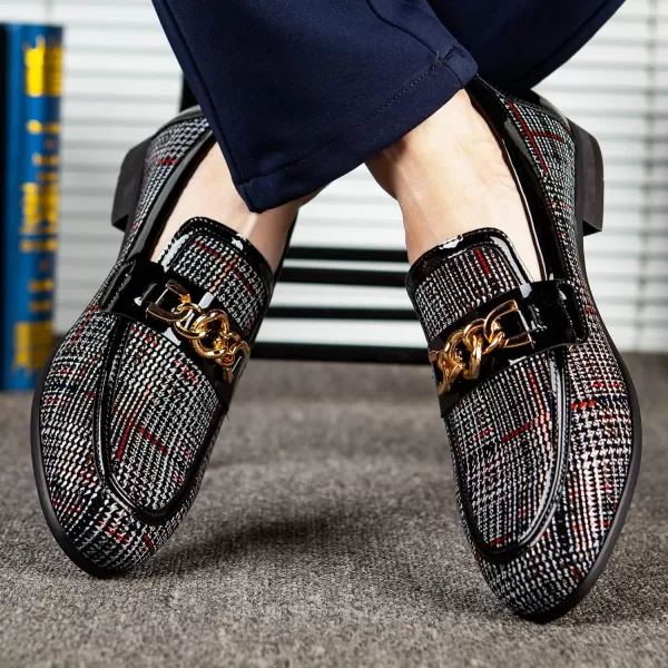 Meijiana Men Faux Leather Noble Loafer Shoes Slipon Loafer Smoking Slipper Tassel LoaferBlack07