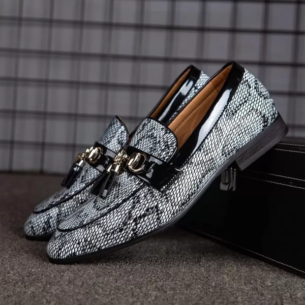 Meijiana Men Faux Leather Noble Loafer Shoes Slipon Loafer Smoking Slipper Tassel LoaferBlack11