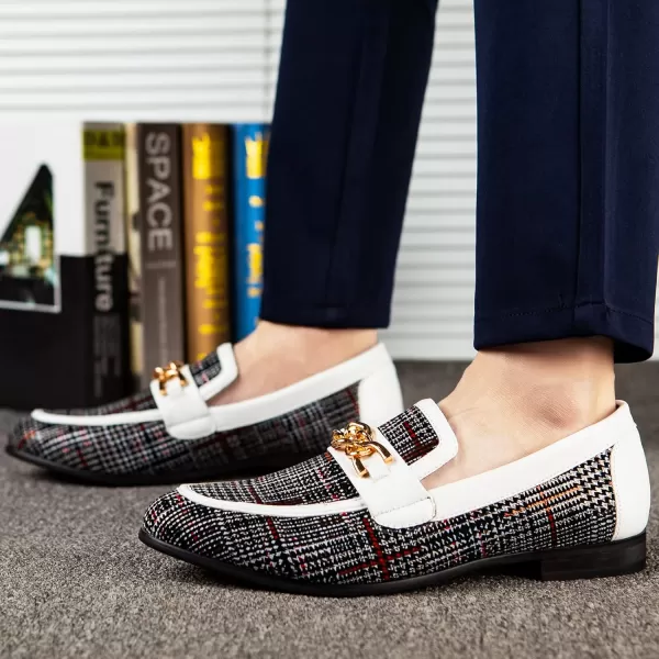 Meijiana Men Faux Leather Noble Loafer Shoes Slipon Loafer Smoking Slipper Tassel LoaferWhite08