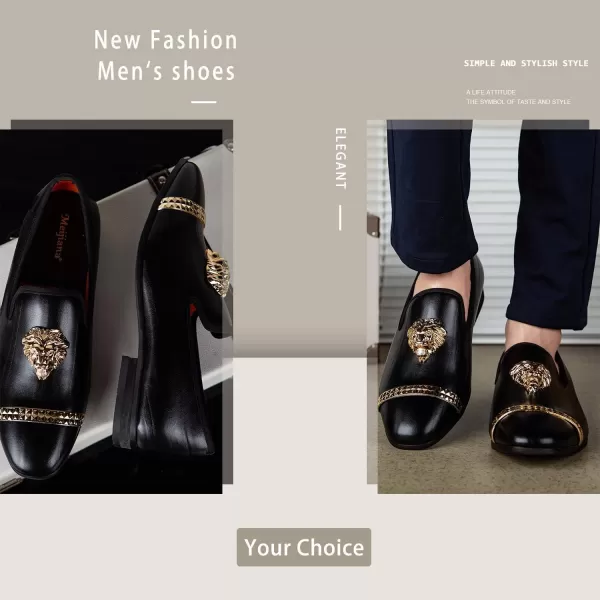 Meijiana Men Loafers Men Luxury Wedding Dress Shoes Black Fashion Party Shoes for MenBlack01