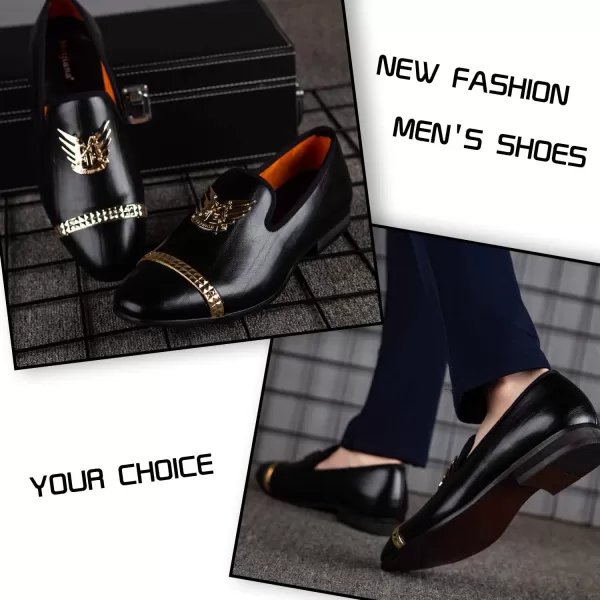 Meijiana Men Loafers Men Luxury Wedding Dress Shoes Black Fashion Party Shoes for MenBlack08