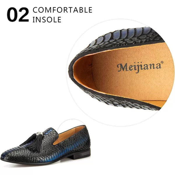 Meijiana Men Loafers Men Luxury Wedding Dress Shoes Black Fashion Party Shoes for MenBlue06