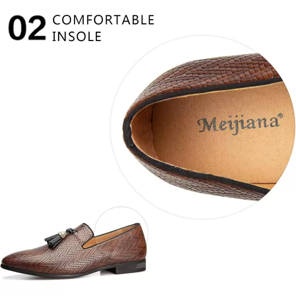Meijiana Men Loafers Men Luxury Wedding Dress Shoes Black Fashion Party Shoes for MenBrown04