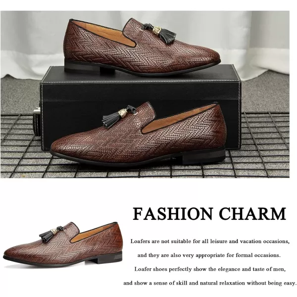 Meijiana Men Loafers Men Luxury Wedding Dress Shoes Black Fashion Party Shoes for MenBrown04
