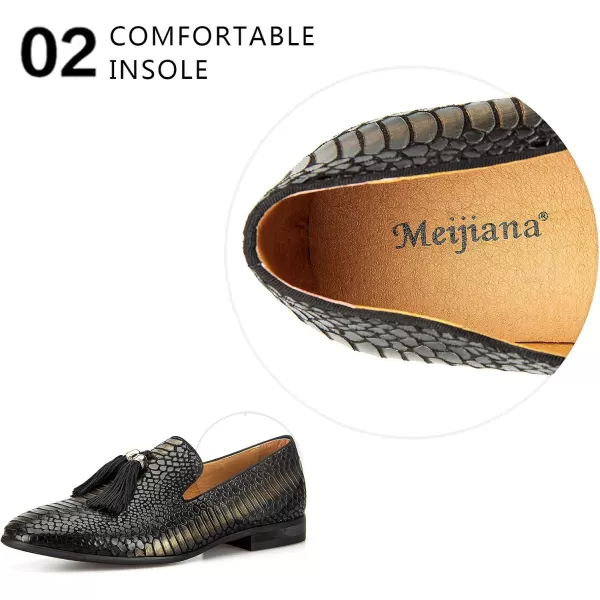 Meijiana Men Loafers Men Luxury Wedding Dress Shoes Black Fashion Party Shoes for MenGold07