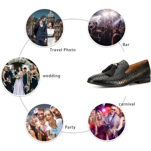 Meijiana Men Loafers Men Luxury Wedding Dress Shoes Black Fashion Party Shoes for MenGold07