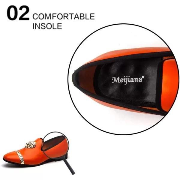 Meijiana Men Loafers Men Luxury Wedding Dress Shoes Black Fashion Party Shoes for MenOrange02