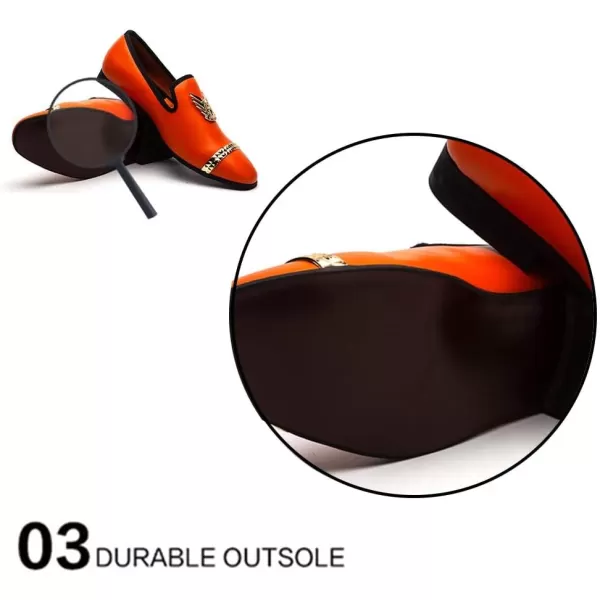 Meijiana Men Loafers Men Luxury Wedding Dress Shoes Black Fashion Party Shoes for MenOrange09