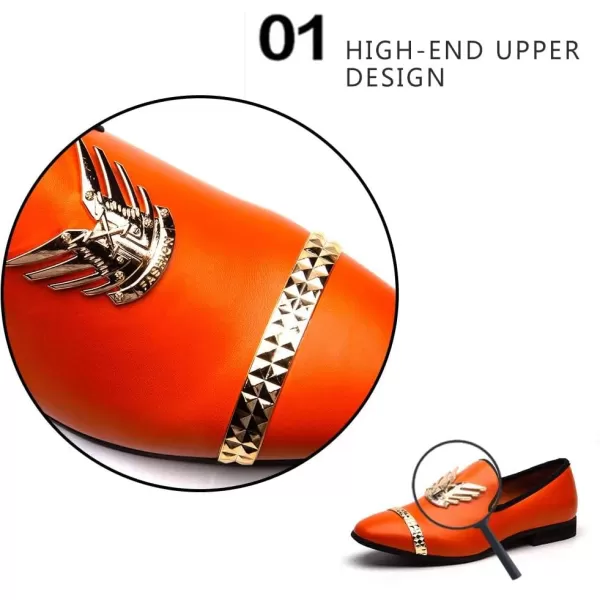 Meijiana Men Loafers Men Luxury Wedding Dress Shoes Black Fashion Party Shoes for MenOrange09