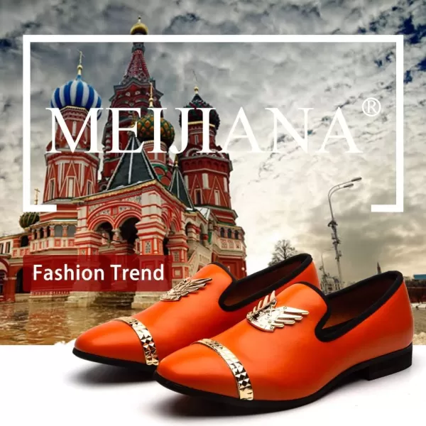 Meijiana Men Loafers Men Luxury Wedding Dress Shoes Black Fashion Party Shoes for MenOrange09