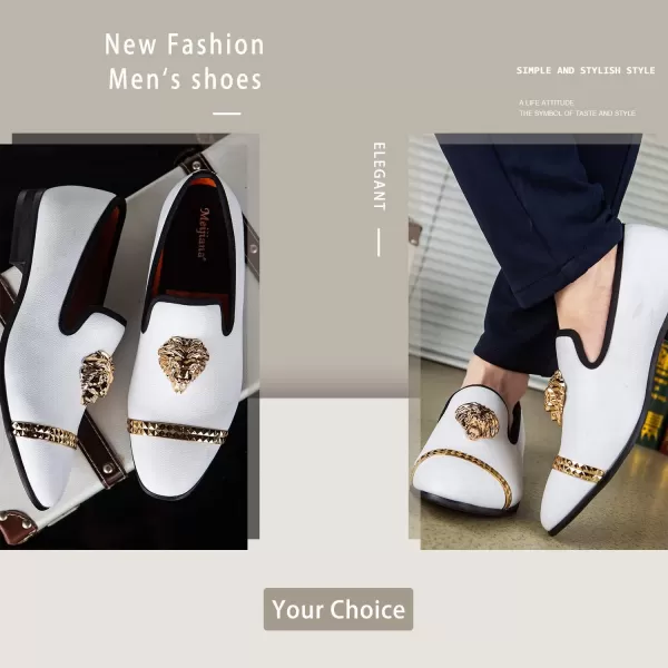 Meijiana Men Loafers Men Luxury Wedding Dress Shoes Black Fashion Party Shoes for MenWhite03