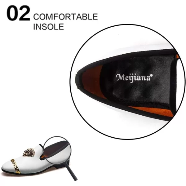 Meijiana Men Loafers Men Luxury Wedding Dress Shoes Black Fashion Party Shoes for MenWhite03