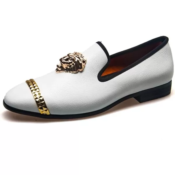 Meijiana Men Loafers Men Luxury Wedding Dress Shoes Black Fashion Party Shoes for MenWhite03