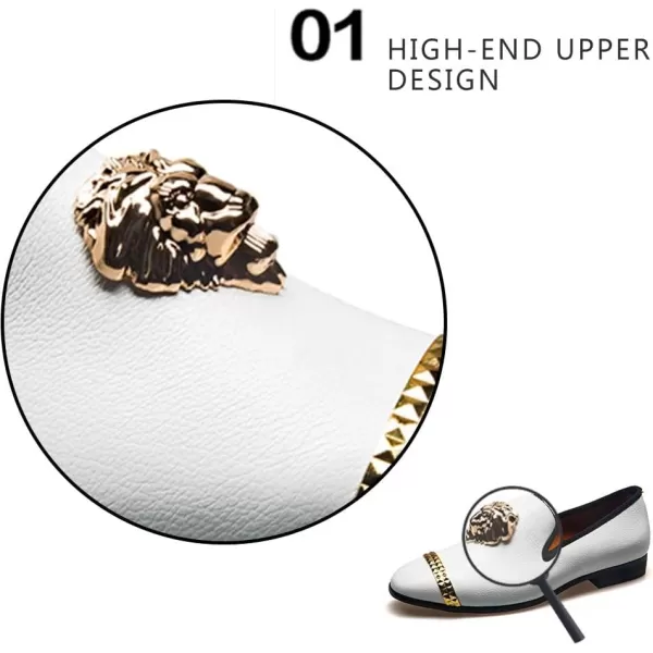 Meijiana Men Loafers Men Luxury Wedding Dress Shoes Black Fashion Party Shoes for MenWhite03