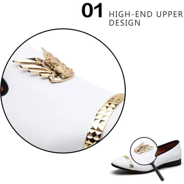 Meijiana Men Loafers Men Luxury Wedding Dress Shoes Black Fashion Party Shoes for MenWhite10