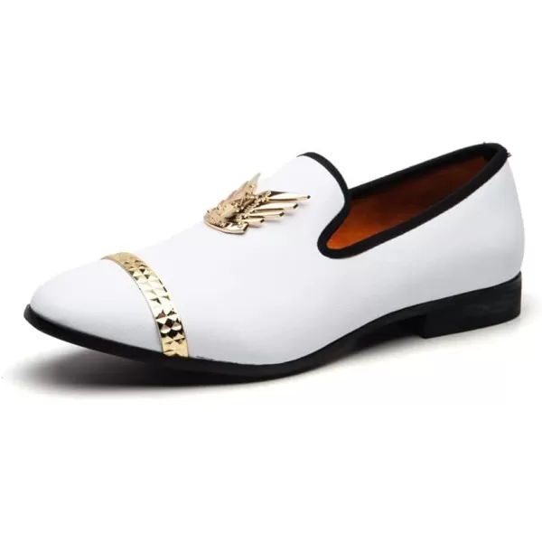 Meijiana Men Loafers Men Luxury Wedding Dress Shoes Black Fashion Party Shoes for MenWhite10
