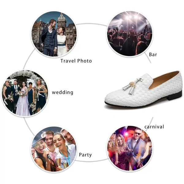 Meijiana Mens Classic Loafers Fashion Loafers Men Wedding Shoes Party Loafers Shoes for MenWhite03