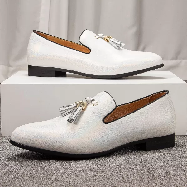 Meijiana Mens Classic Loafers Fashion Loafers Men Wedding Shoes Party Loafers Shoes for MenWhite10