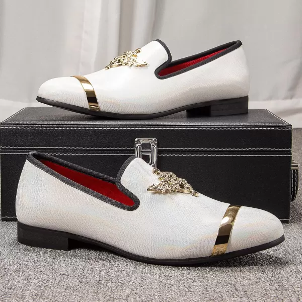 Meijiana Mens Classic Loafers Fashion Loafers Men Wedding Shoes Party Loafers Shoes for MenWhite15
