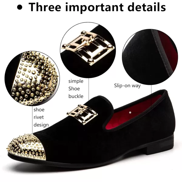 Meijiana Mens Loafers Velvet Shoes Metal Eagle Buckle Wedding Party Smoking Slipper Dress Loafers Shoes for MenBlack01