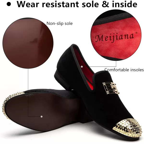 Meijiana Mens Loafers Velvet Shoes Metal Eagle Buckle Wedding Party Smoking Slipper Dress Loafers Shoes for MenBlack01