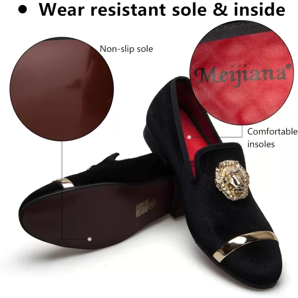 Meijiana Mens Loafers Velvet Shoes Metal Eagle Buckle Wedding Party Smoking Slipper Dress Loafers Shoes for MenBlack08