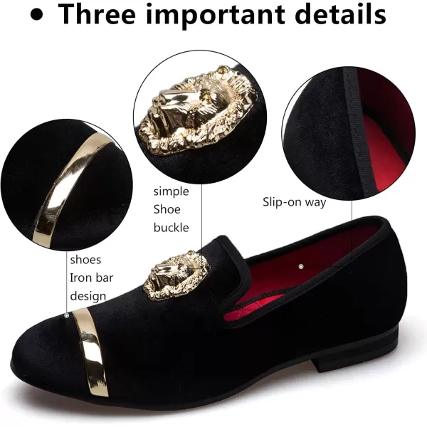 Meijiana Mens Loafers Velvet Shoes Metal Eagle Buckle Wedding Party Smoking Slipper Dress Loafers Shoes for MenBlack08