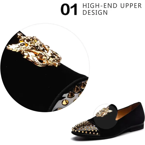Meijiana Mens Loafers Velvet Shoes Metal Eagle Buckle Wedding Party Smoking Slipper Dress Loafers Shoes for MenBlack11