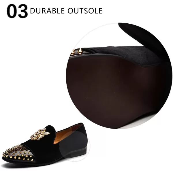 Meijiana Mens Loafers Velvet Shoes Metal Eagle Buckle Wedding Party Smoking Slipper Dress Loafers Shoes for MenBlack11