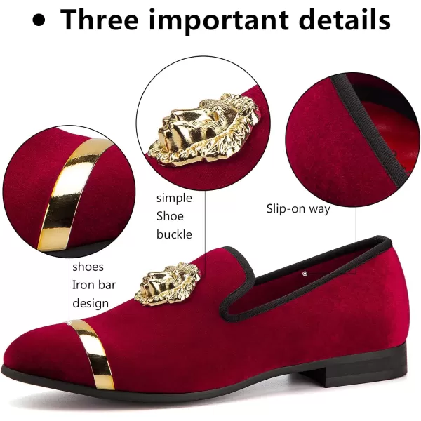 Meijiana Mens Loafers Velvet Shoes Metal Eagle Buckle Wedding Party Smoking Slipper Dress Loafers Shoes for MenRed09