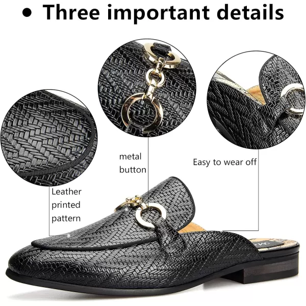 Meijiana Mens Slippers SlipOn Loafers Leather Formal Wear Casual Open Back SandalsBlack01