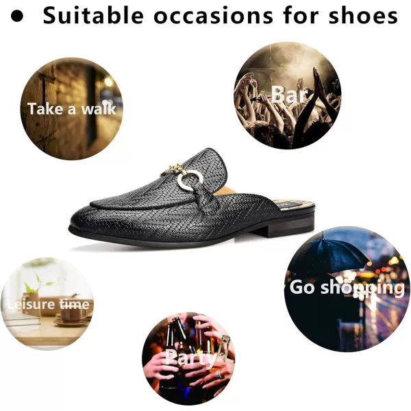 Meijiana Mens Slippers SlipOn Loafers Leather Formal Wear Casual Open Back SandalsBlack01
