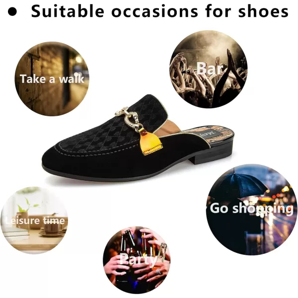 Meijiana Mens Slippers SlipOn Loafers Leather Formal Wear Casual Open Back SandalsBlack012