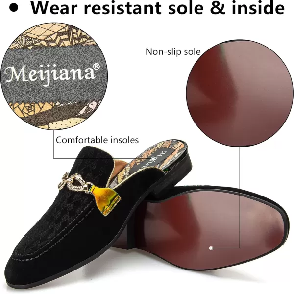 Meijiana Mens Slippers SlipOn Loafers Leather Formal Wear Casual Open Back SandalsBlack012