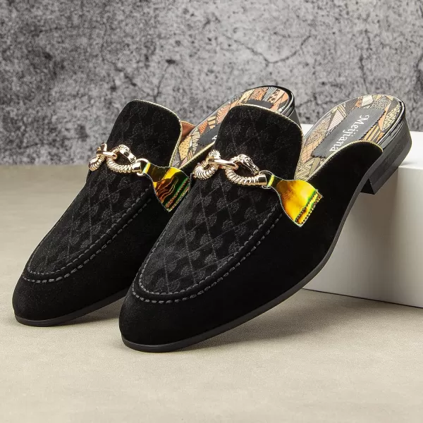 Meijiana Mens Slippers SlipOn Loafers Leather Formal Wear Casual Open Back SandalsBlack012