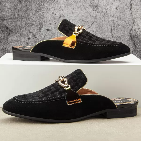 Meijiana Mens Slippers SlipOn Loafers Leather Formal Wear Casual Open Back SandalsBlack012