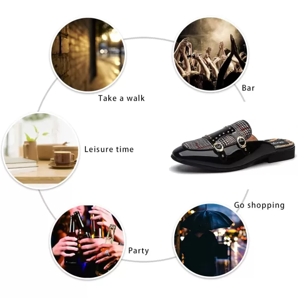 Meijiana Mens Slippers SlipOn Loafers Leather Formal Wear Casual Open Back SandalsBlack03