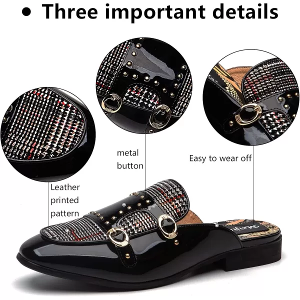 Meijiana Mens Slippers SlipOn Loafers Leather Formal Wear Casual Open Back SandalsBlack03