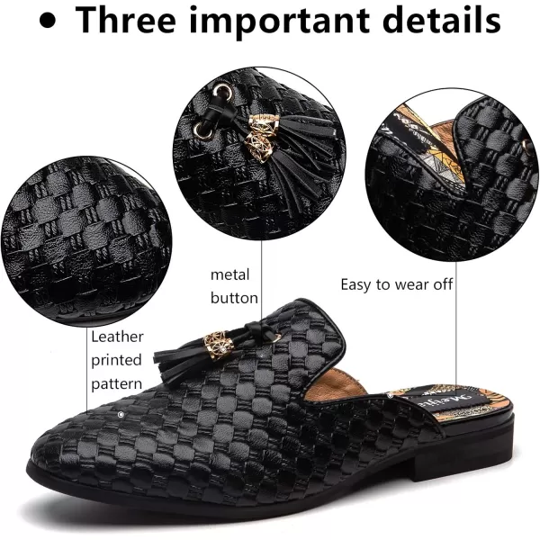Meijiana Mens Slippers SlipOn Loafers Leather Formal Wear Casual Open Back SandalsBlack07