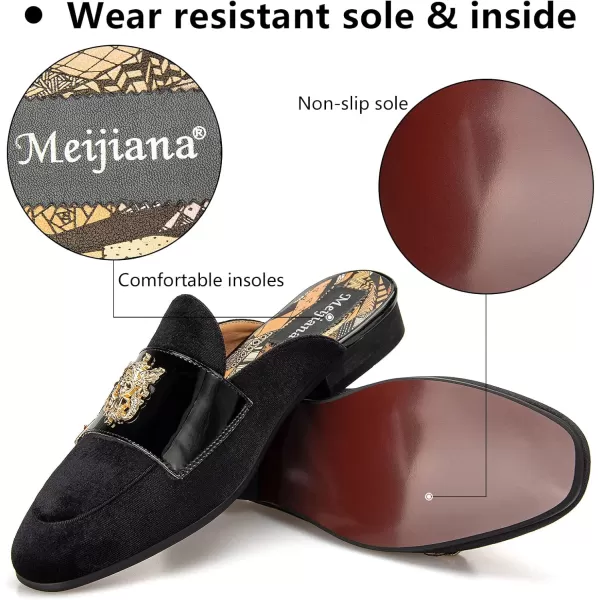 Meijiana Mens Slippers SlipOn Loafers Leather Formal Wear Casual Open Back SandalsBlack11